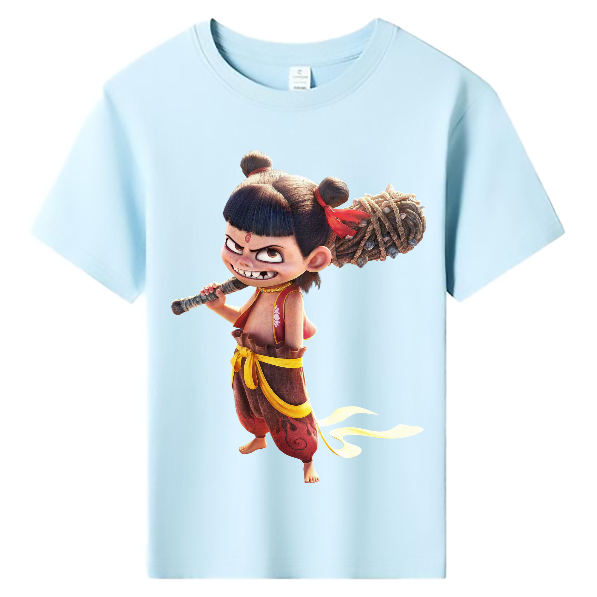 （画像用） Ne Zha 2 ナタ 魔童の大暴れ 綿100％キッズTシャツ（フロントプリント）